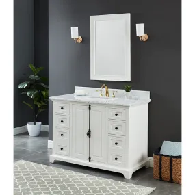 Hillsdale Dove White Freestanding Vanity Cabinet with Single Basin Integrated Sink and Countertop - Two Doors, Six Drawers (49" x 34.5" x 22")