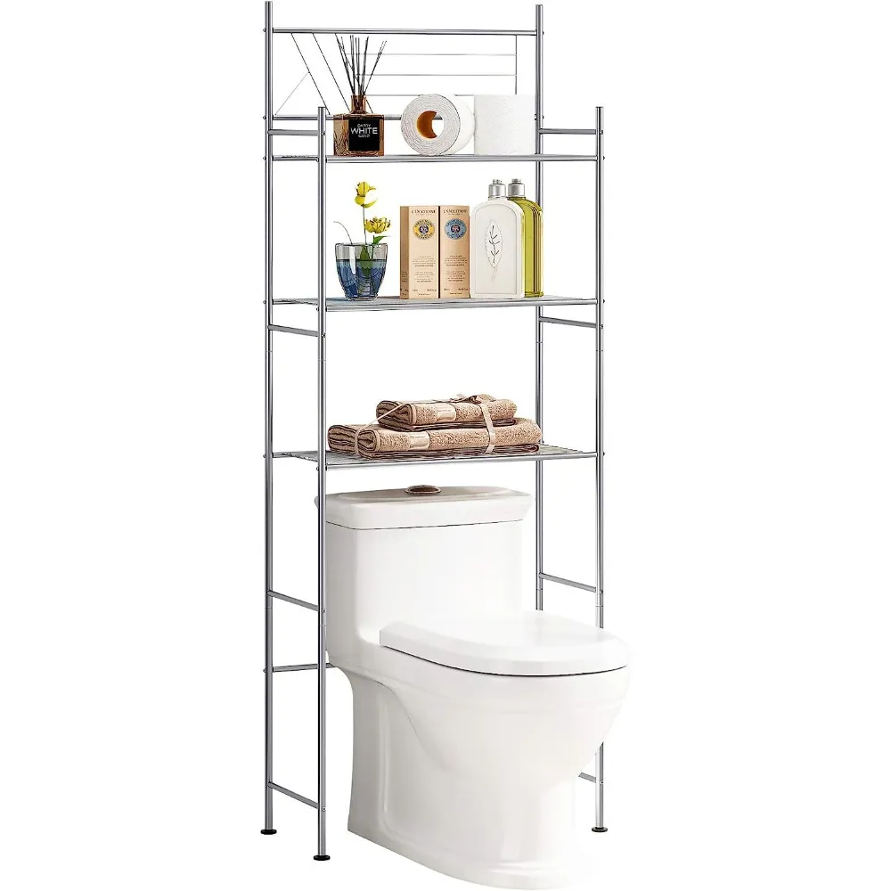 Home Bi 3-Tier Over-the-Toliet Bathroom Storage Rack (Silver)