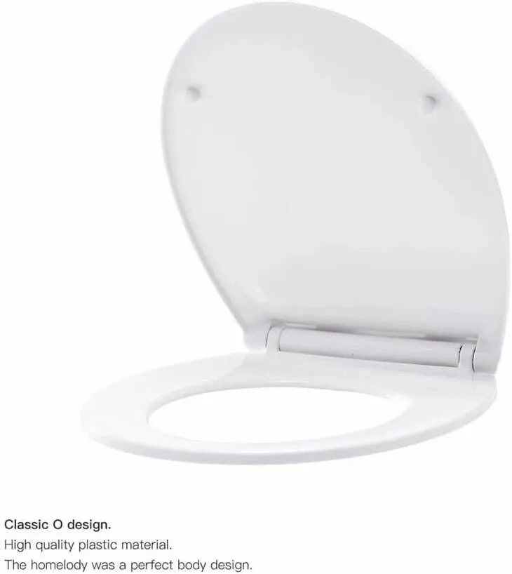 HOMELODY Soft Close White Toilet Seat Stainless Steel Hinges