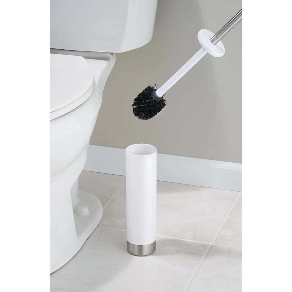 iDesign Toilet Brush in White and Brushed Stainless Steel