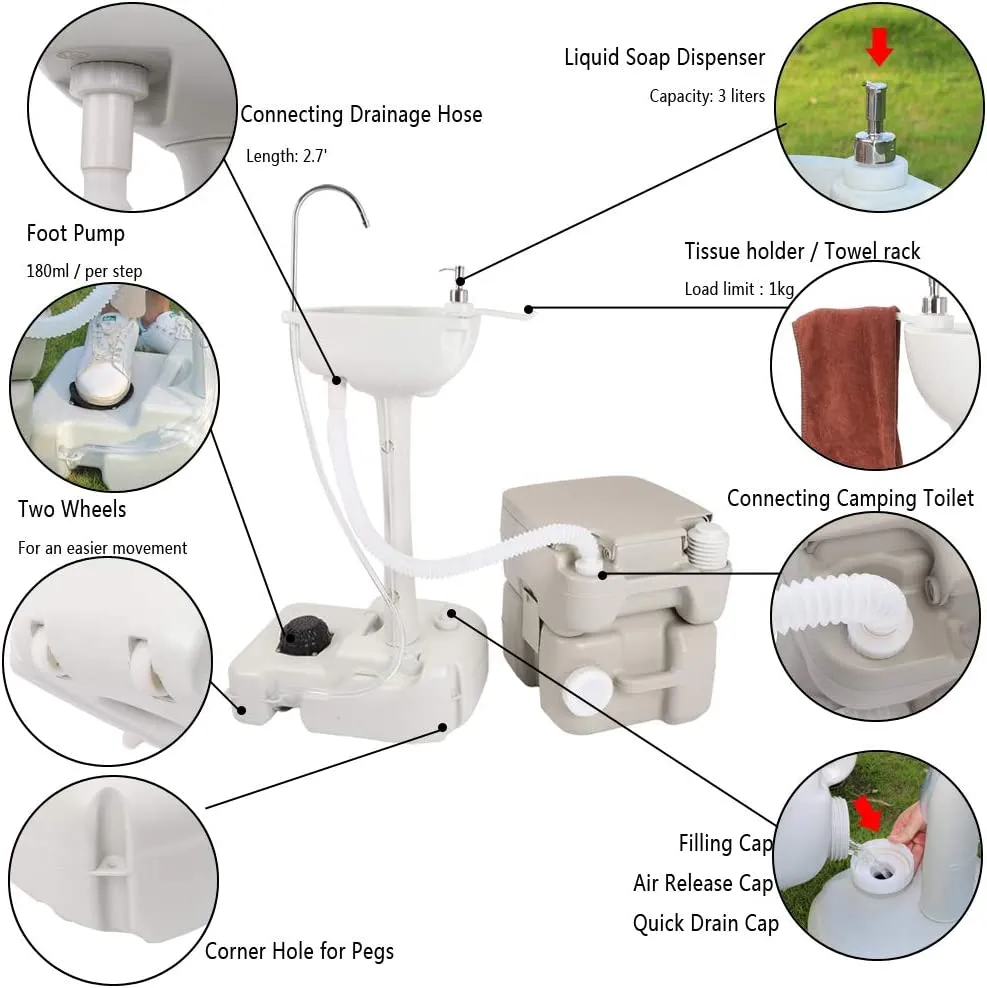 ITEM# 0073   Outdoor Garden Portable Camping Hand Sink for RV/Kitchen/Indoor/Outdoor (Watch Video)