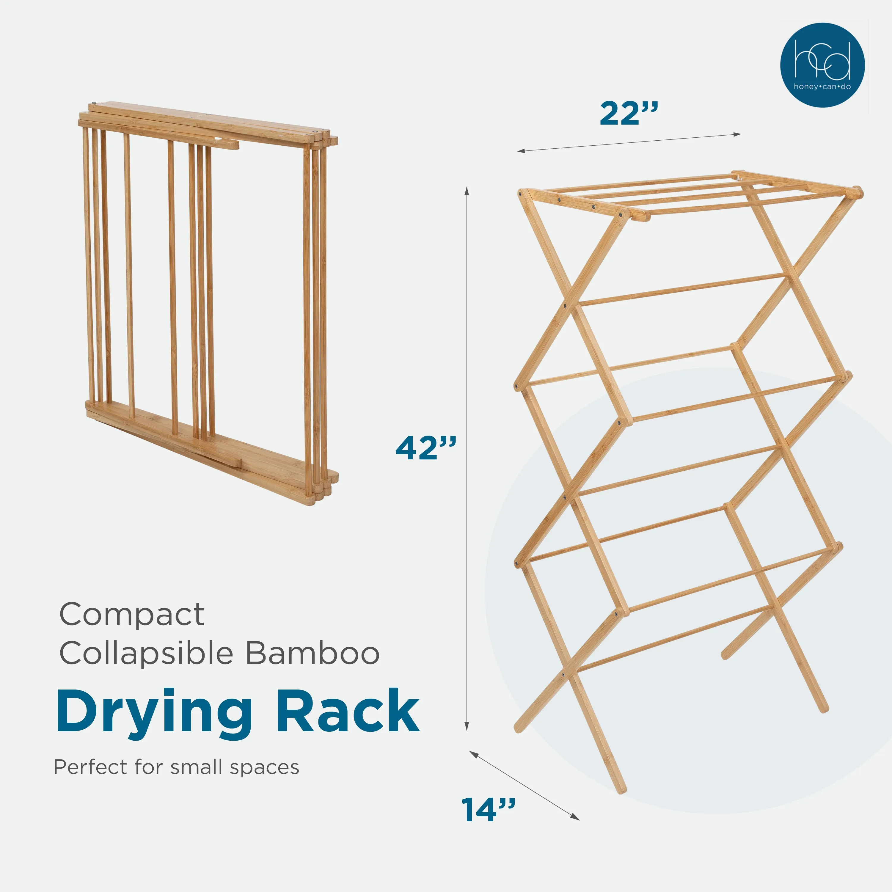 Natural Bamboo Compact and Collapsible Clothes Drying Rack