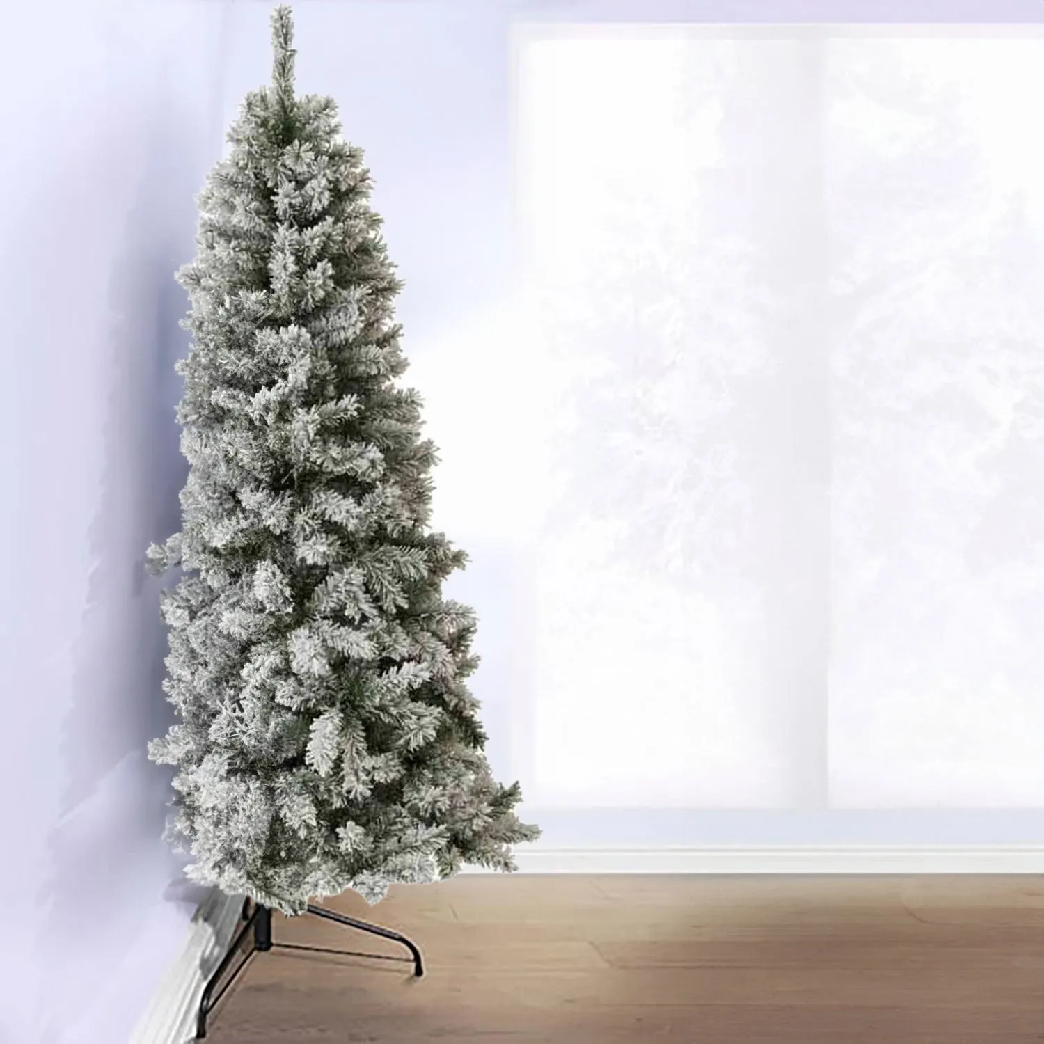 Neo 7FT Half Slim Xmas Snow Flocked Christmas Tree