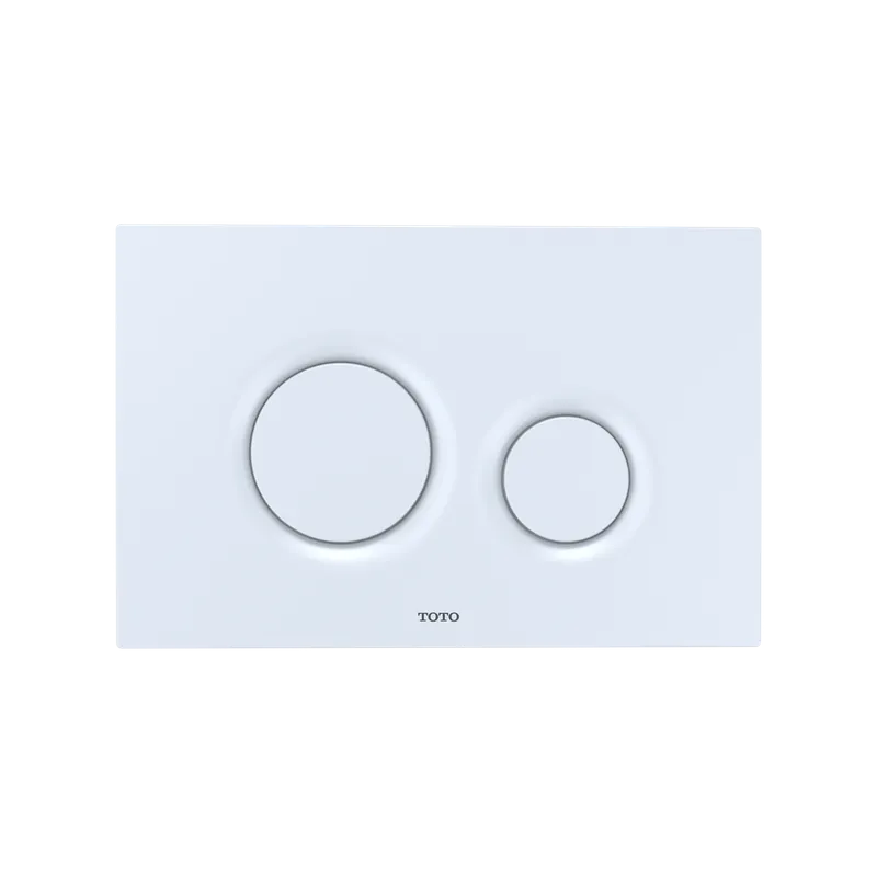 Round Dual-Flush Push Button Plate in White Matte