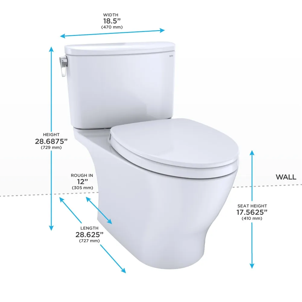 TOTO MS442124CEFG#01 Nexus Two-Piece Elongated 1.28 GPF Toilet with SS124 SoftClose Seat, Washlet  Ready