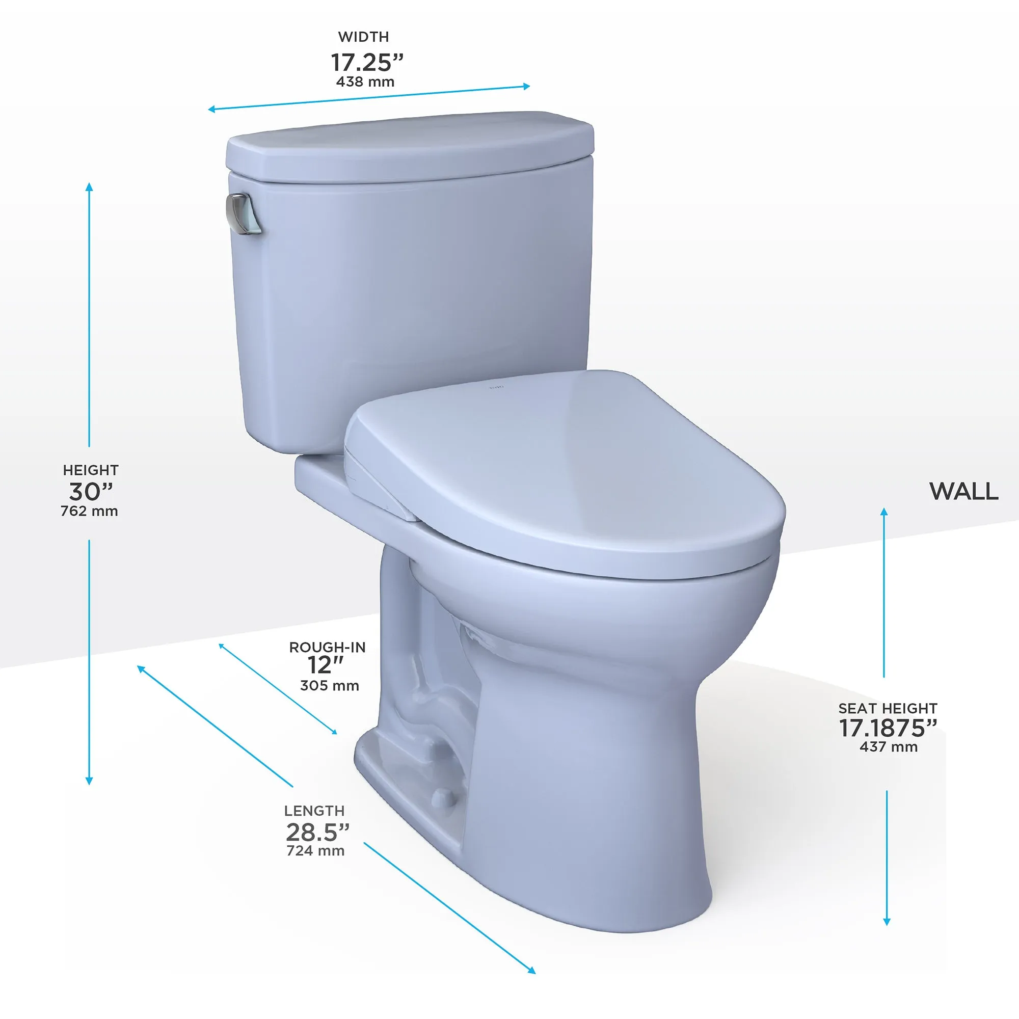 TOTO MW4544736CEFGA#01 WASHLET  Drake II Two-Piece Toilet with Auto Flush WASHLET  S7A Bidet Seat