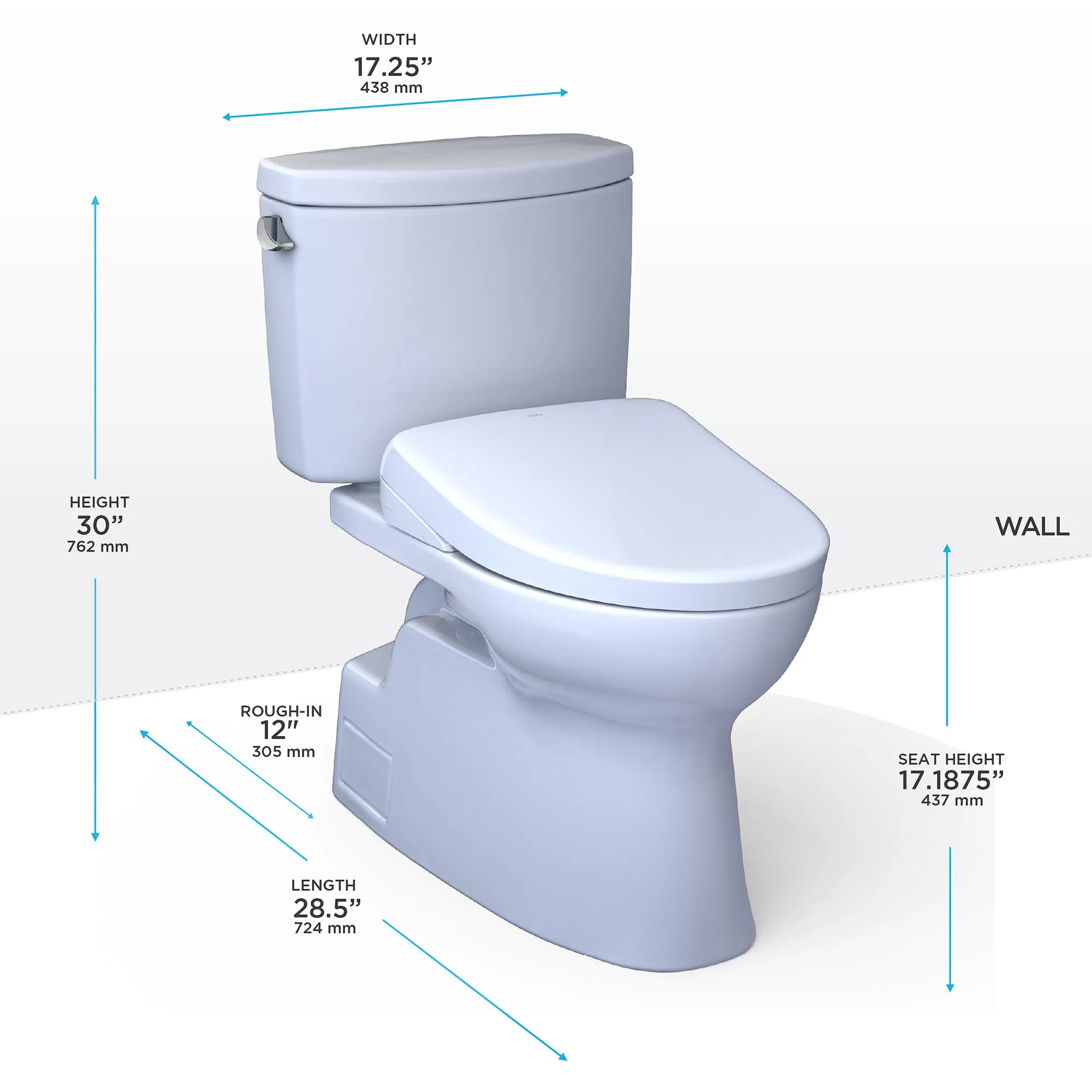 TOTO MW4744726CEFGA#01 WASHLET  Vespin II Two-Piece Toilet with Auto Flush WASHLET  S7 Bidet Seat