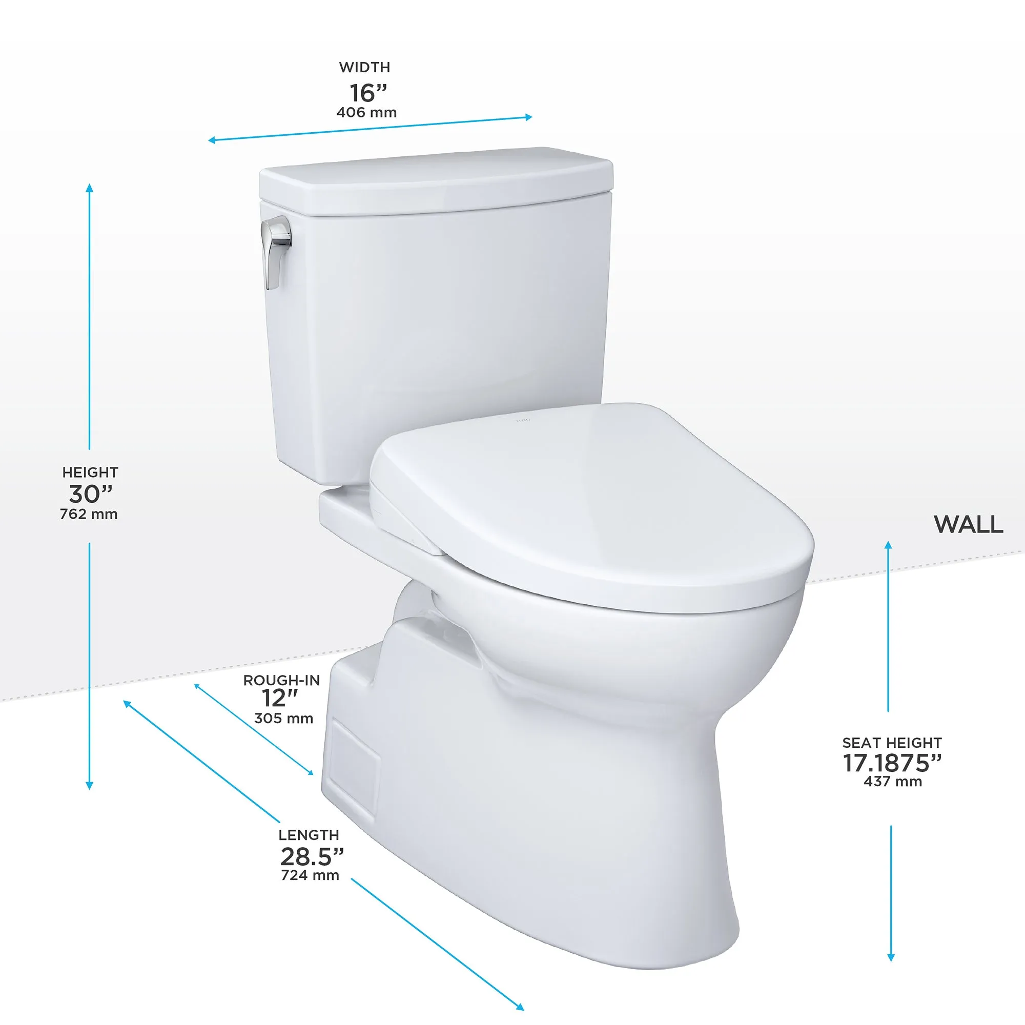 TOTO MW4744736CUFG#01 WASHLET  Vespin II 1G Two-Piece Toilet and WASHLET  S7A Bidet Seat, Cotton White