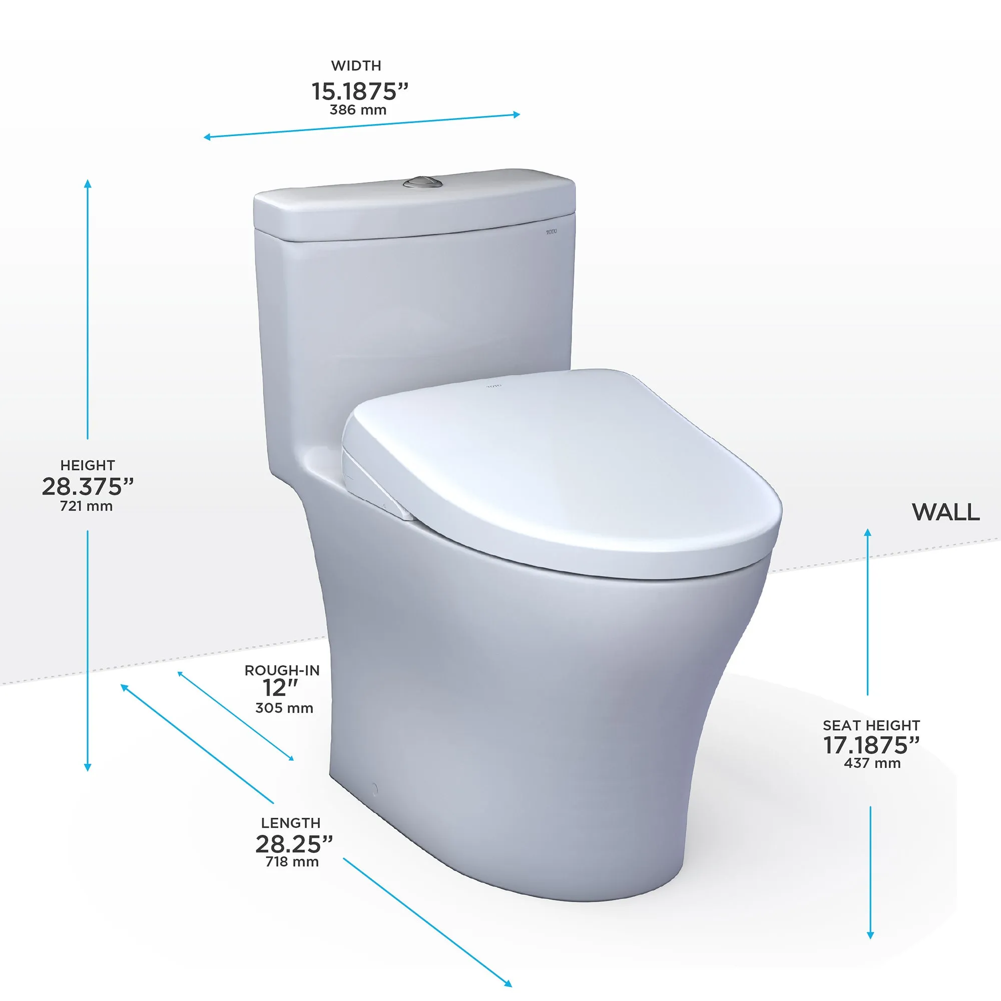 TOTO MW6464736CEMFGN#01 WASHLET  Aquia IV One-Piece Dual Flush Toilet with S7A Electric Bidet Seat