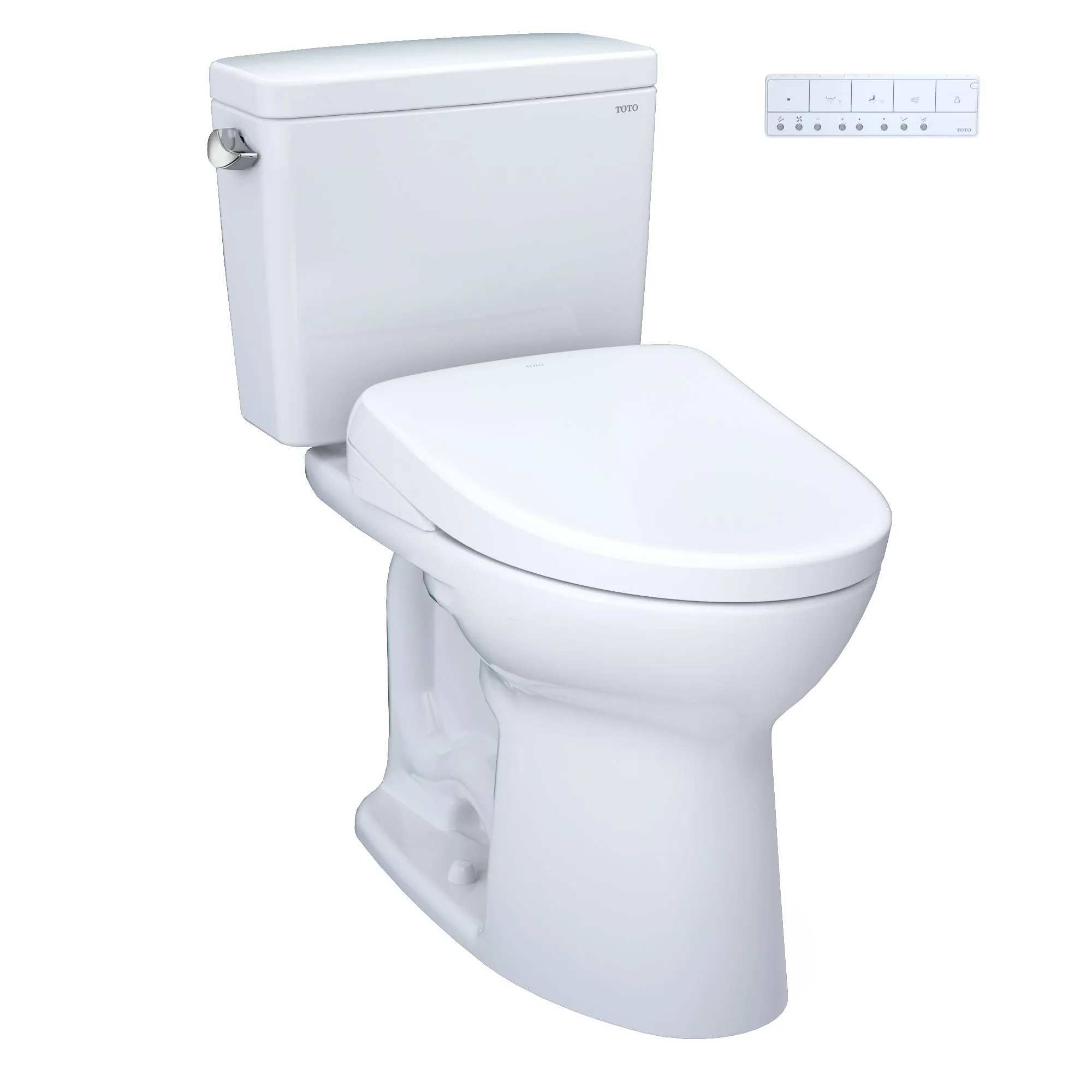 TOTO MW7764726CSFG#01 Drake Two-Piece Elongated Universal Height Toilet with S7 Bidet Seat