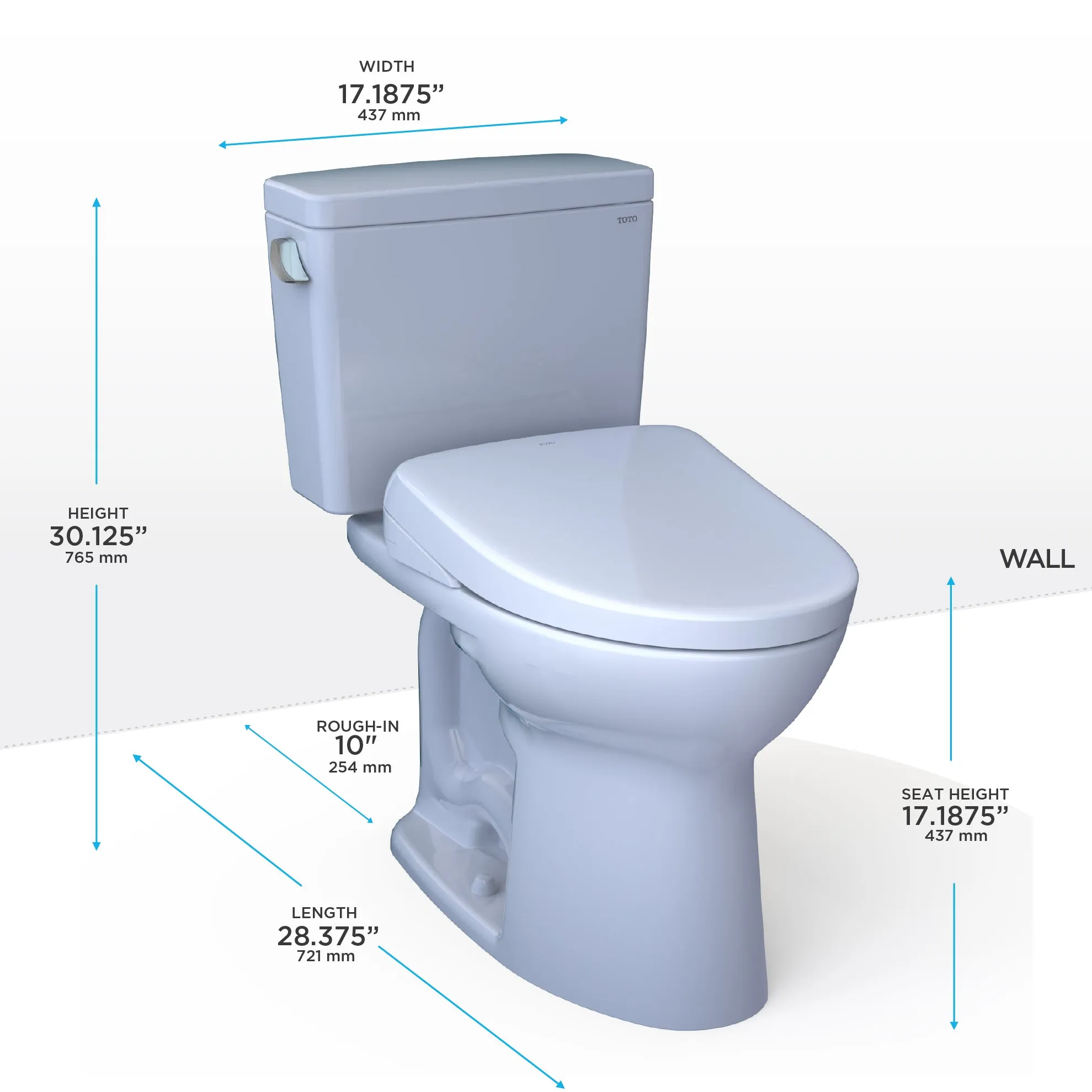 TOTO MW7764736CSFG.10#01 Drake WASHLET  Two-Piece Toilet with S7A Bidet Seat, 10" Rough-In