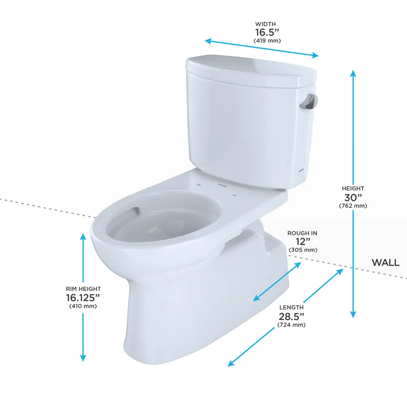 Vespin II Elongated 1.28 gpf Right Hand Lever Two-Piece Toilet in Cotton White