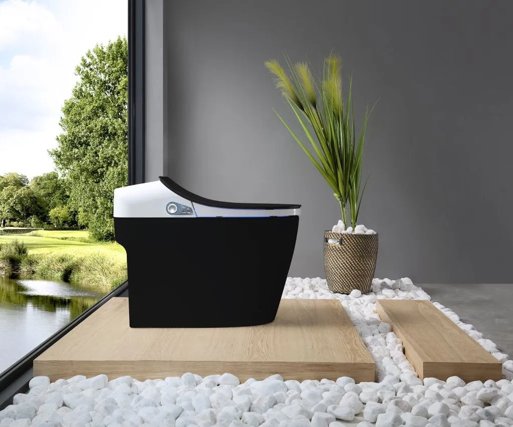 ZEBRA | Sleek Black & White Smart Toilet: Automatic, Clean Bowl & Seat