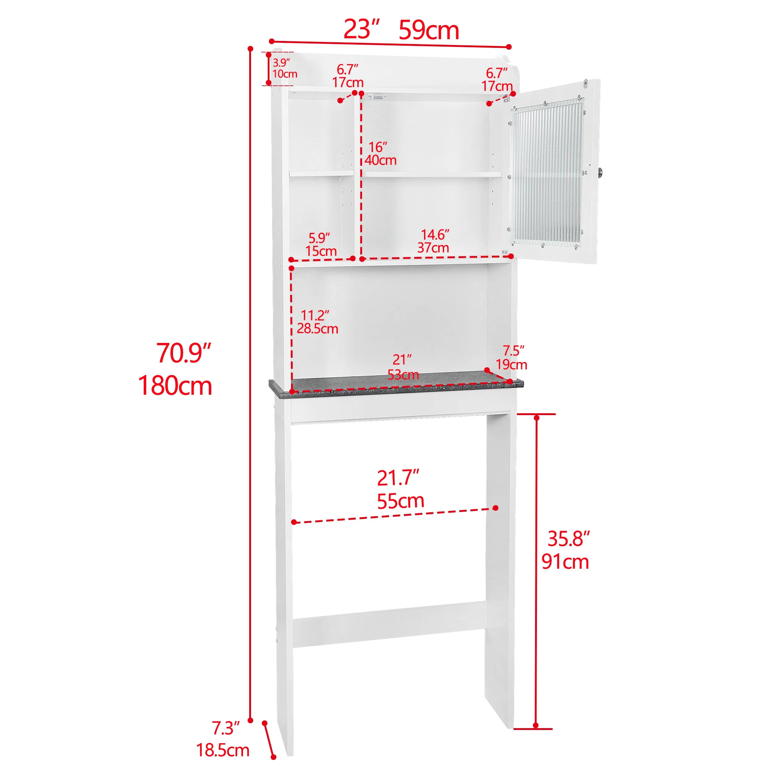 ZENY™ Over The Toilet Storage Cabinet, Bathroom Organizer with Adjustable Shelf