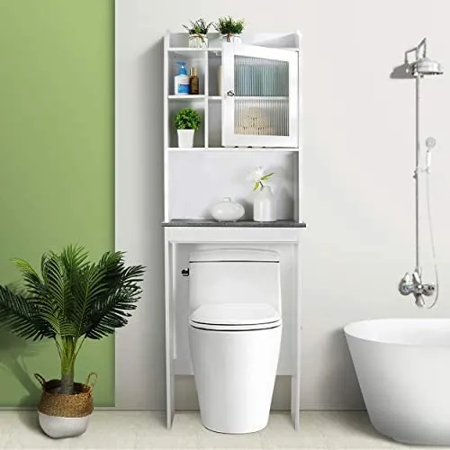 ZENY™ Over The Toilet Storage Cabinet, Bathroom Organizer with Adjustable Shelf